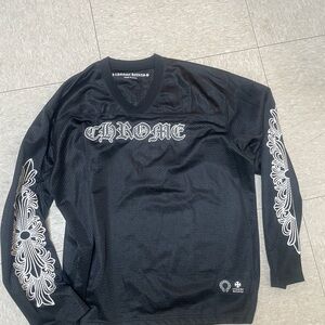 Chrome Hearts Black Jersey with White Sleeve Designs